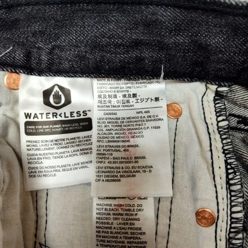 Levis 501 Jeans Mens 28x30 Black Straight Dark Wash Classic Fit Cotton Stretch